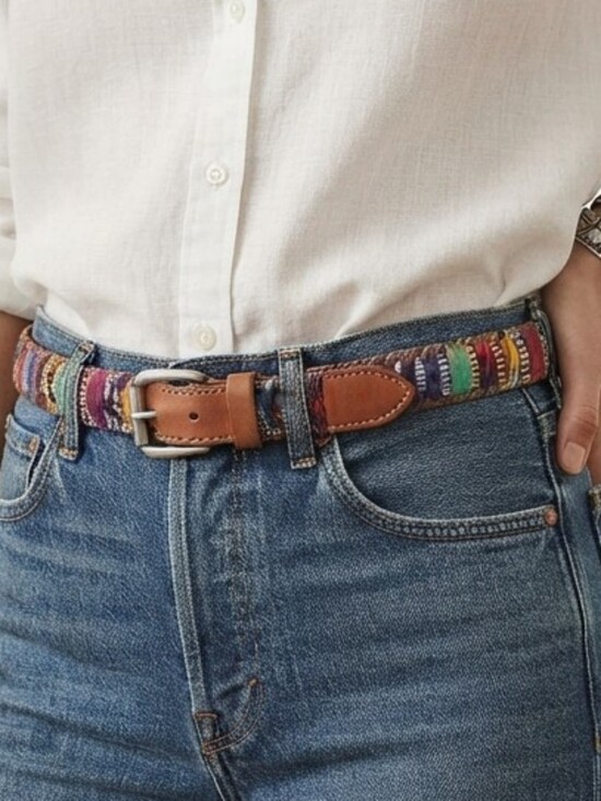 Accessories - Multicolor Woven Leather Women’s Belt Length 36"